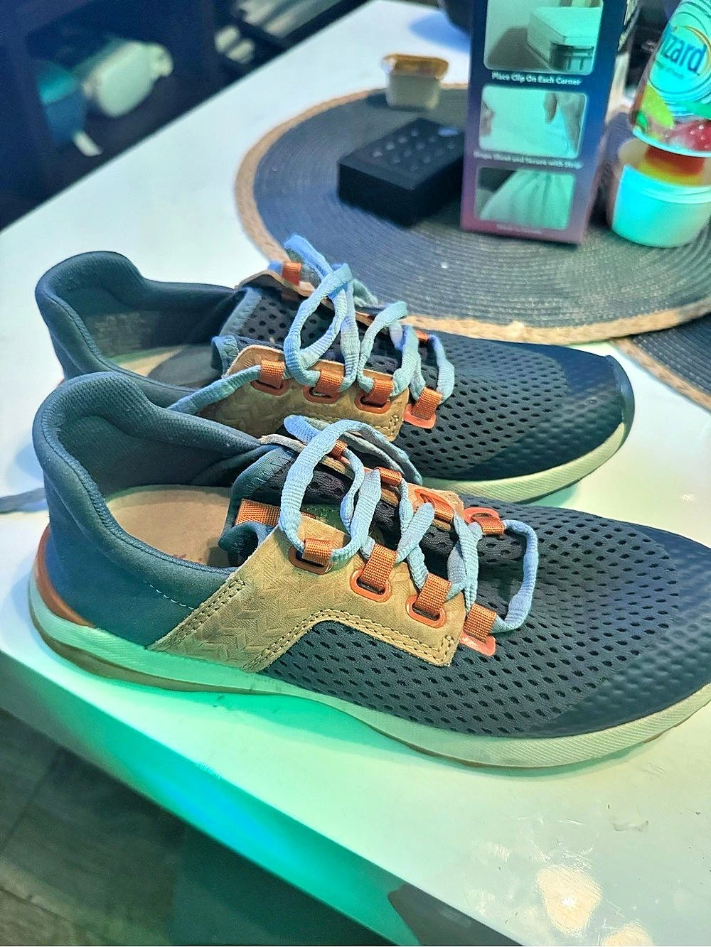 OluKai Pehuea Li Blue & Orange Sneakers